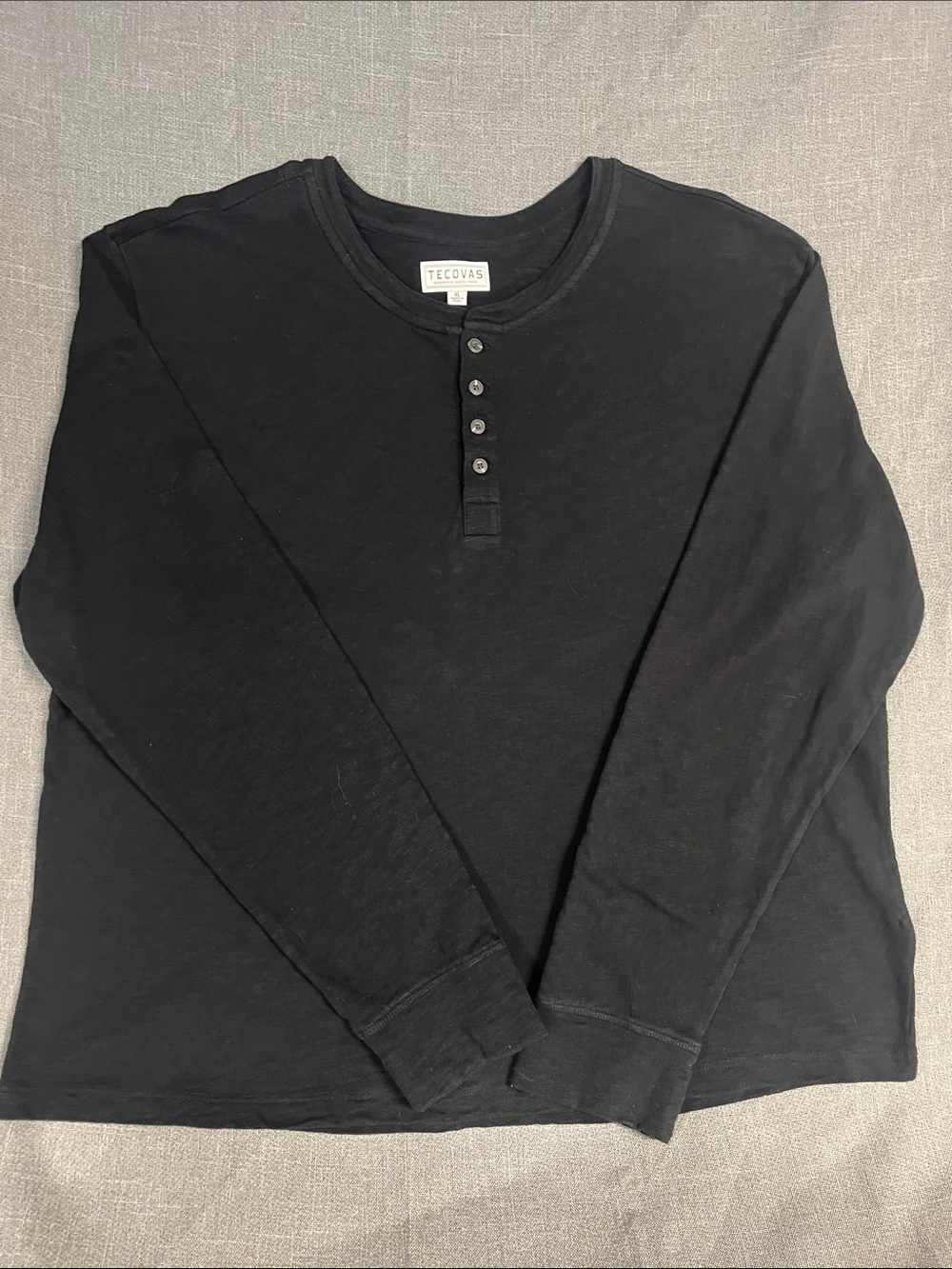 Tecovas Black Long-Sleeve Henley Top